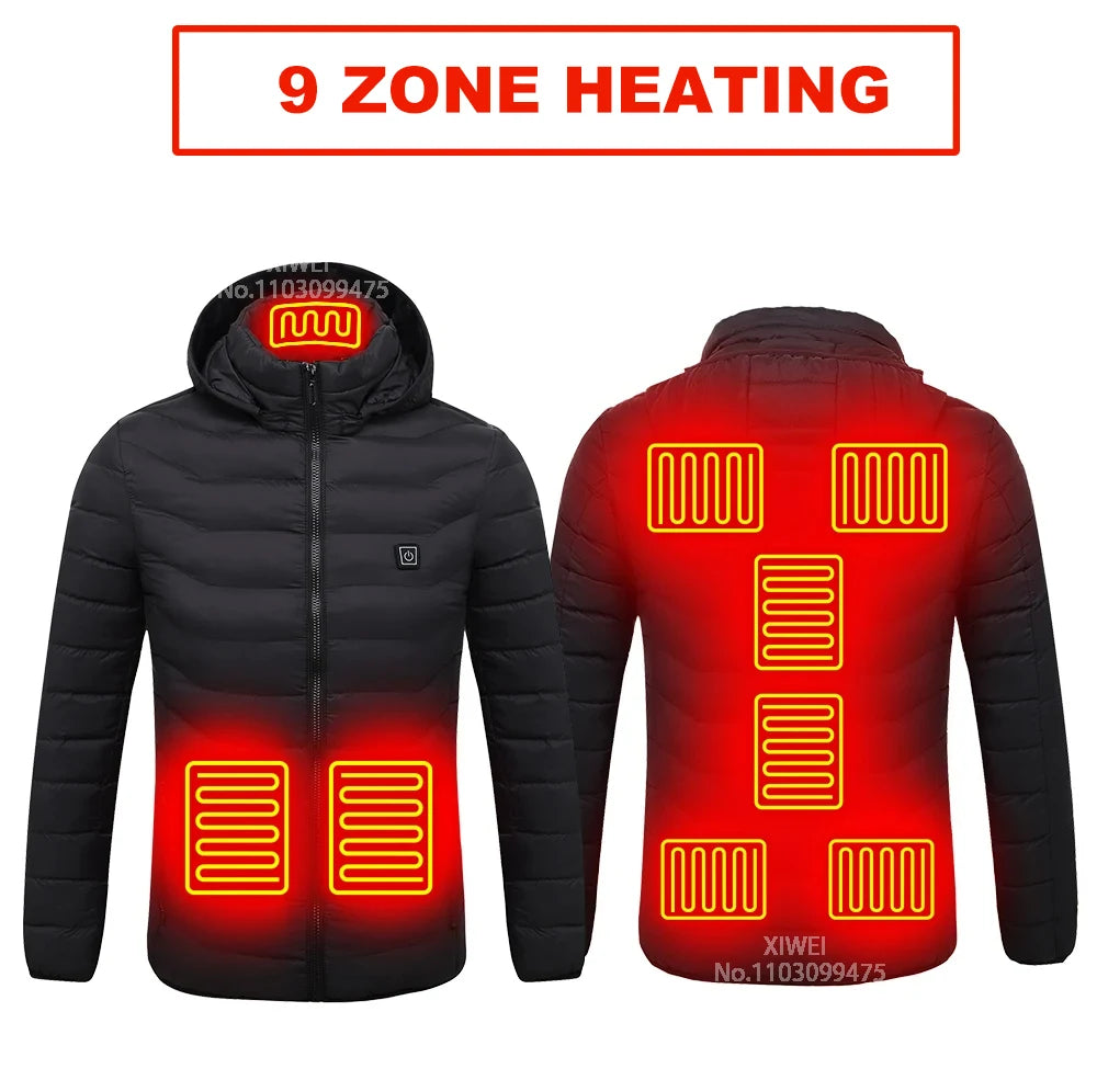 21 Areas Heated Jacket For Men Women USB Electric Heated Down Jacket Thermal Self Heating Jacket Hiking Camping Ski Winter Coat