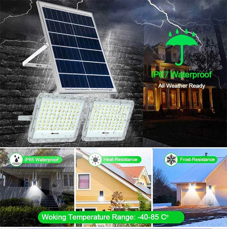 2 head Solar Light Outdoor Led Floodlight Garden Lights Solar Panel IP67 Waterproof Super Bright Remote Control Wall Lamp