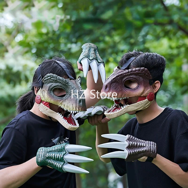 Jurassic World Toy Hard Plastic Dinosaur Mask with Opening Jaws & Sound Effect Velociraptor Mask DIY Dino Toys for Kids Gift