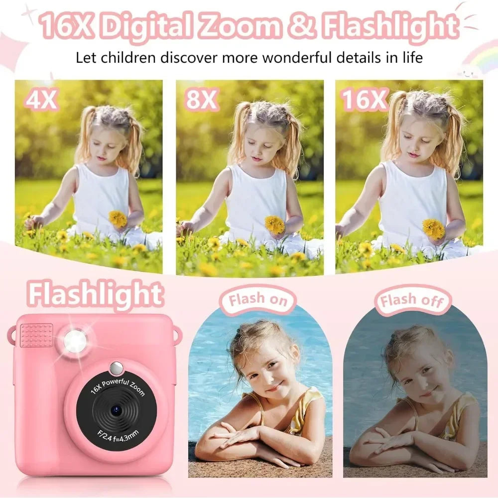 Instant Print Camera for Kids,   Camera for Toddler with Multi-Image, Christmas Birthday Gifts for 3-12-Year-Old Boys and Girls