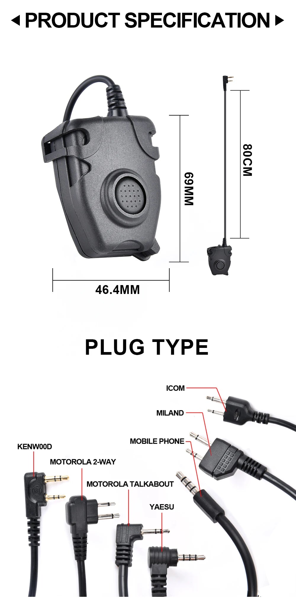 WADSN PTT Button Tactical Headset Interphone walkie talkie linker airsoft accesorios headphones ipsc TCI