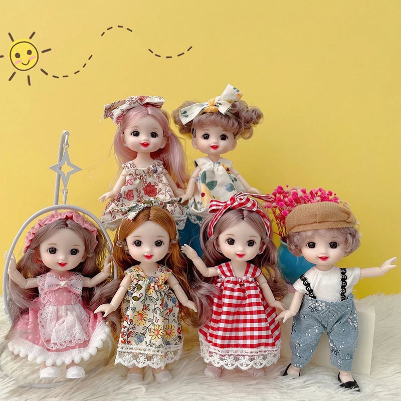 17cm Mini Doll 13 Movable Joint Doll With 3D Big Eyes DIY Toy Doll With Clothes Dress Up 1/12 Fashion Doll Children Girls Gift