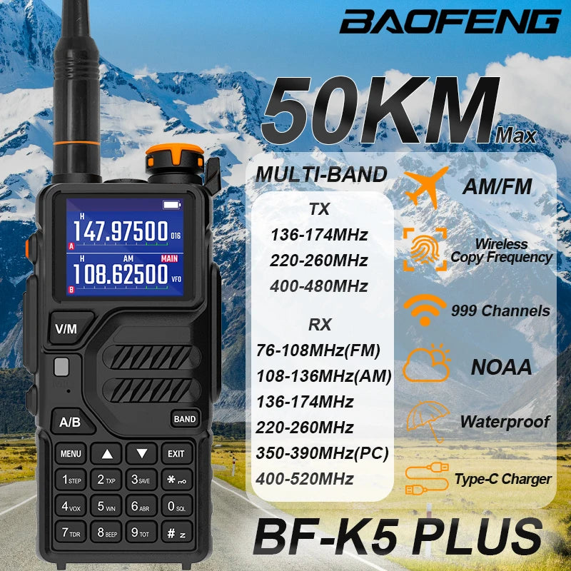 Baofeng UV K5 Plus Walkie Talkie Portable Am Fm TwoWay Radio Comumicador Station Amateur Ham Wireless Long Range Receiver Radios