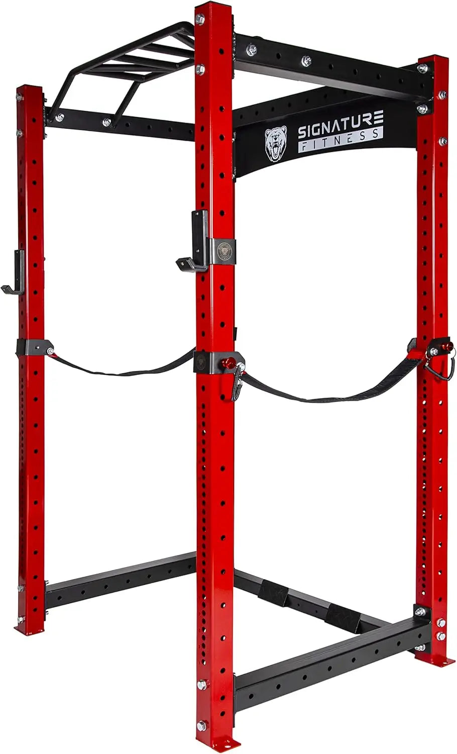 Fitness 1,000 Pound Capacity 3” x 3” Power Cage Power Rack Squat Stand, Includes J-Hooks and Safety Spotter Arms, Opti