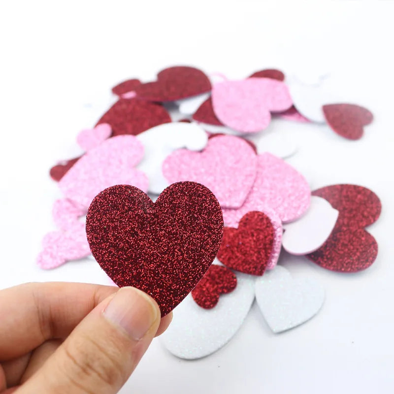 120 PCS Self Adhesive Glitter Heart Foam Stickers DIY Valentine's Day Gift Love Decals Kids Children for Art Craft Party Decor