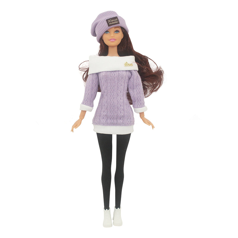 30cm Doll Full Set 1/6 Female Doll with Clothes and Hat Sweater Girls Dress Up Toys Gifts