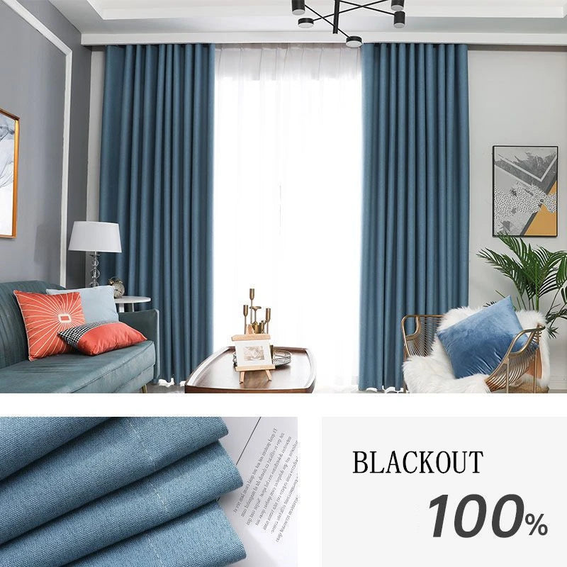 310cm Height Custom Made 100% Blackout Soundproof Curtain Blackout Faux Linen Curtains For Bedroom Living Room Drapes Window