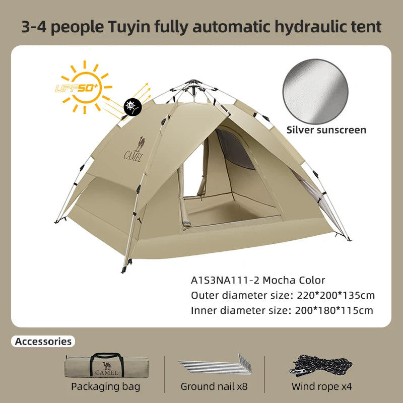 GOLDEN CAMEL 4 Person Camping Tents Travel Outdoor One-touch Tent Sun Protection Automatic Beach Tent Camping Equipment 텐트