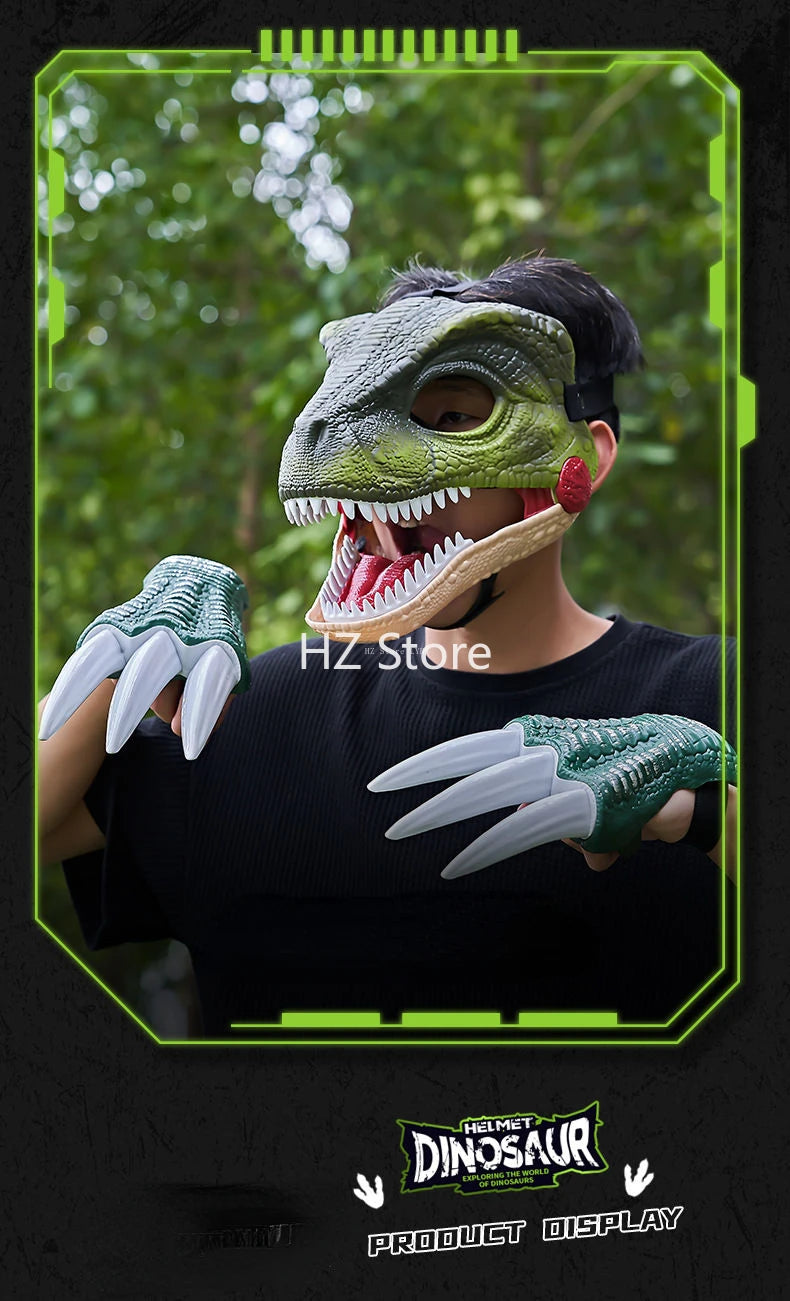 Jurassic World Toy Hard Plastic Dinosaur Mask with Opening Jaws & Sound Effect Velociraptor Mask DIY Dino Toys for Kids Gift