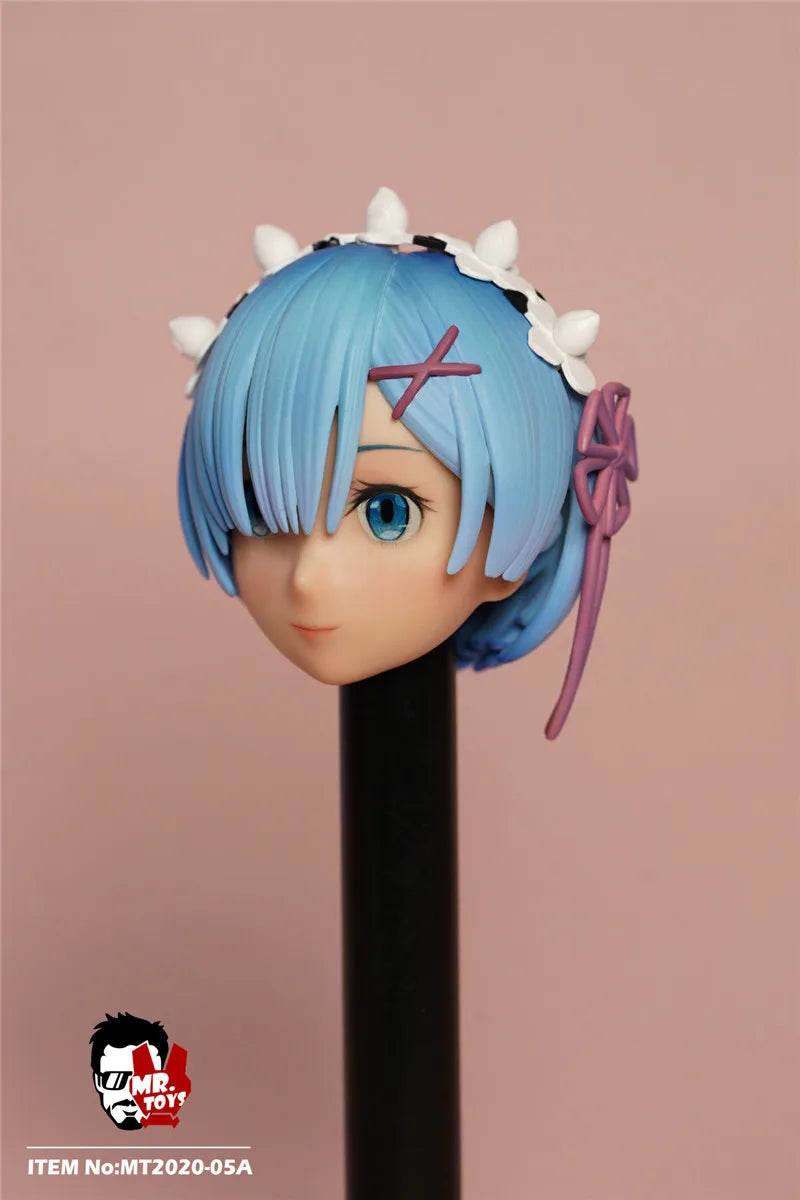 In Stock MR.TOYS MT2020-05 1/6 Anime Girl Rem Ram Maid Delicate Head Sculpture Maid Attire Model Fit 12'' Female Action Figure