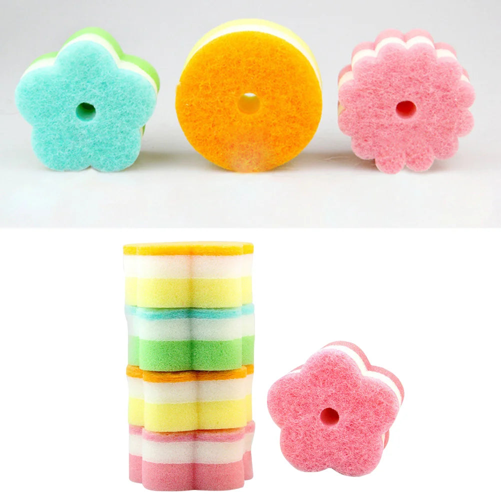 10 Pcs Nanometer Cleaning Dishcloth Sponge Scouring Pad Pot Scrubber Dish Brush for Kitchen (Five Finger Flower, In Bulk)