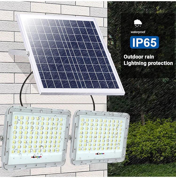 2 head Solar Light Outdoor Led Floodlight Garden Lights Solar Panel IP67 Waterproof Super Bright Remote Control Wall Lamp