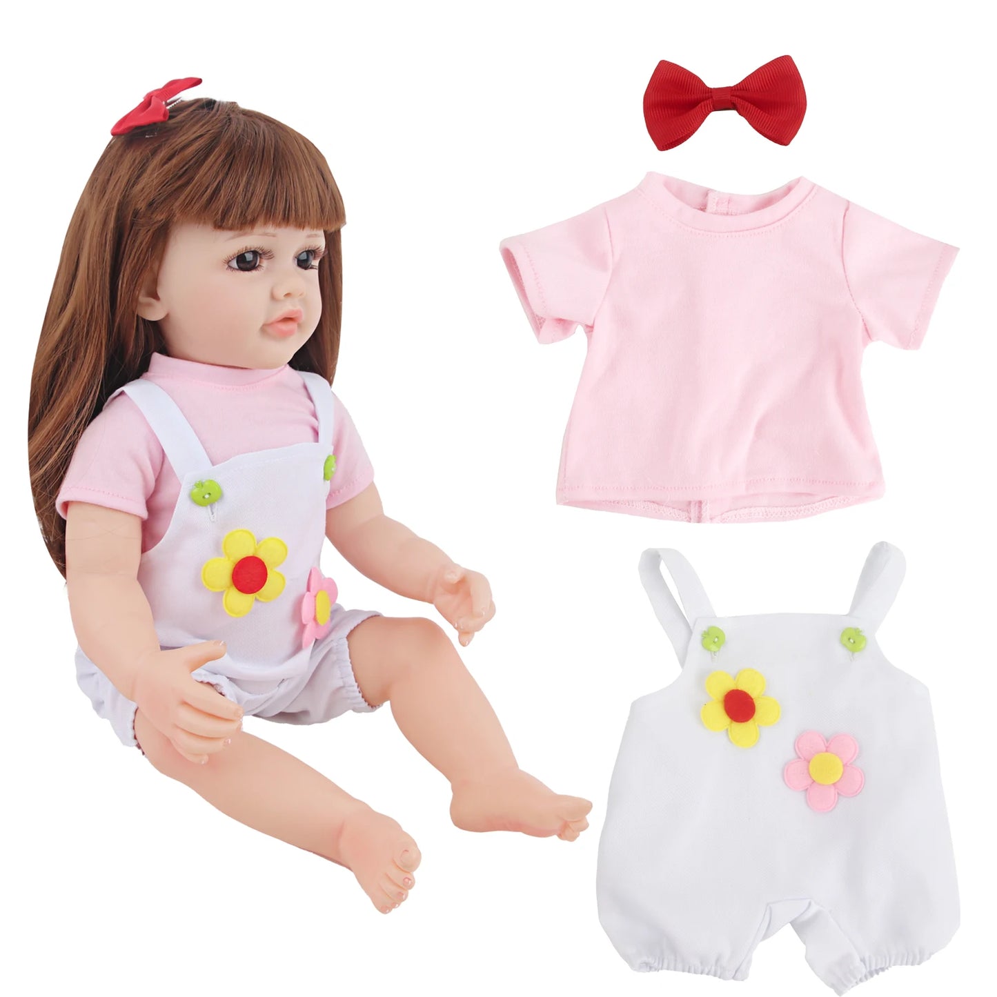 55CM 22 Inches Baby Reborn Girl Doll Full Body Soft Silicone Cute Newborn Dolls With Shoes,Clothes Girl's Best Gift Festival Toy