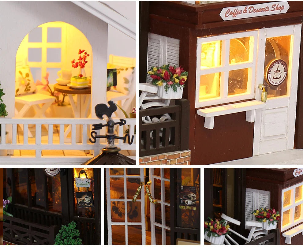 DIY Dollhouse Wooden doll Houses Miniature Doll House Furniture Kit Casa Music Led Toys for Children Birthday Gift