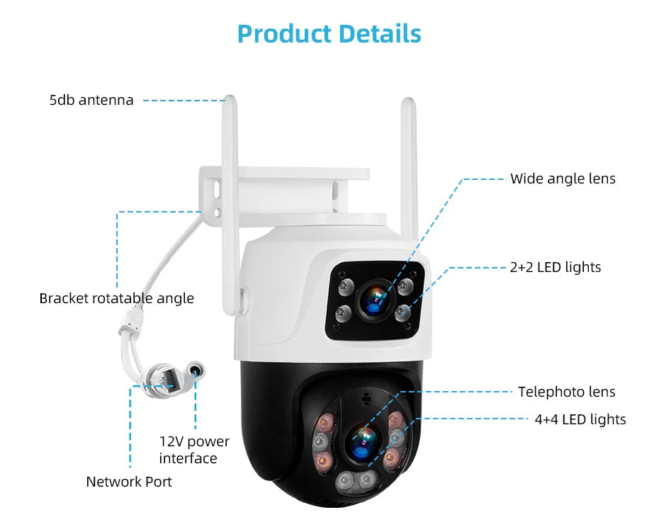 KERUI 6MP Full HD 8CH Wireless NVR Security WIFI IP Dual Lens Camera System Kit Outdoor Surveillance CCTV Audio Video Recorder