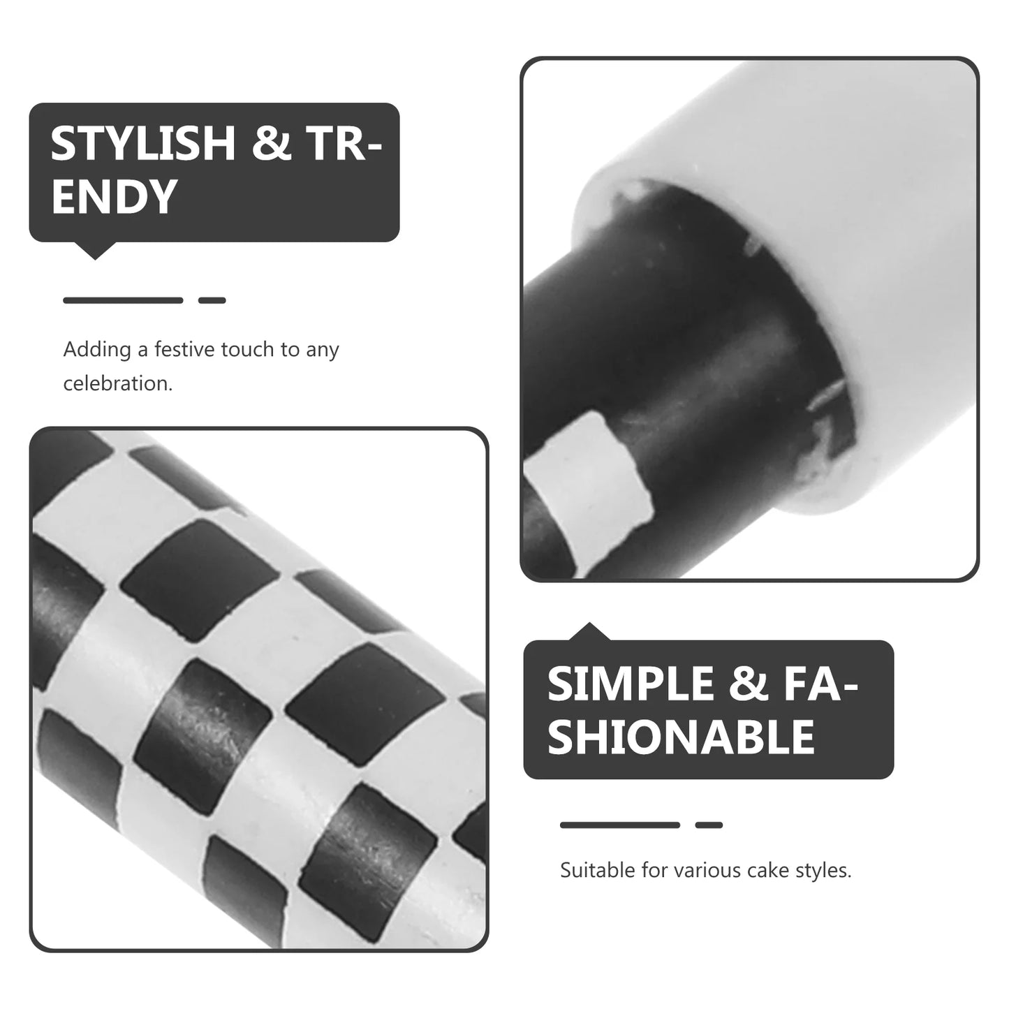 12 Pcs Black Checkered Birthday Party Supplies Cake Decorations Racing Car for Paraffin Baby Shower Festival Candles