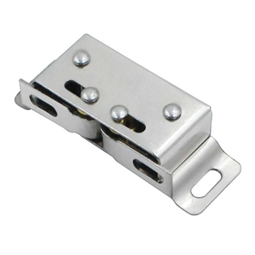 High Quality Door Close Latch Double Roller Catch Magnetic Silver Simple To Install Keep Light Doors Securely Shut