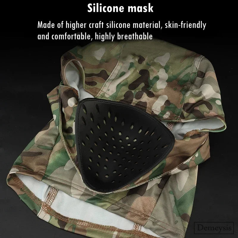 Tactical Mask Outdoor Balaclava Head Hood Silicone Half Face Windproof Headgear Airsoft Hunting CS Game Sunscreen Cap