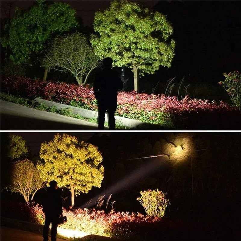 Super Bright XHP100 LED Usb Rechargeable Double Head Searchlight Handheld Flashlight Work Spotlight Floodling Light