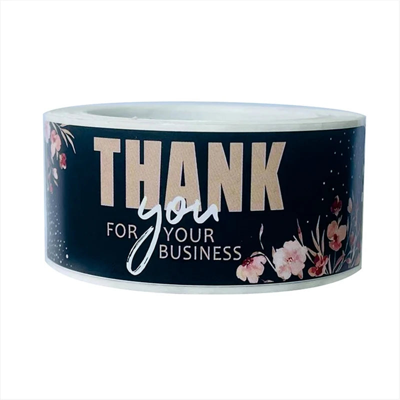 120Pcs Rectangle Thank You For Your Order Sticker for packaging Stationary Stickers Roll Black Pink Transparent Thank you labels