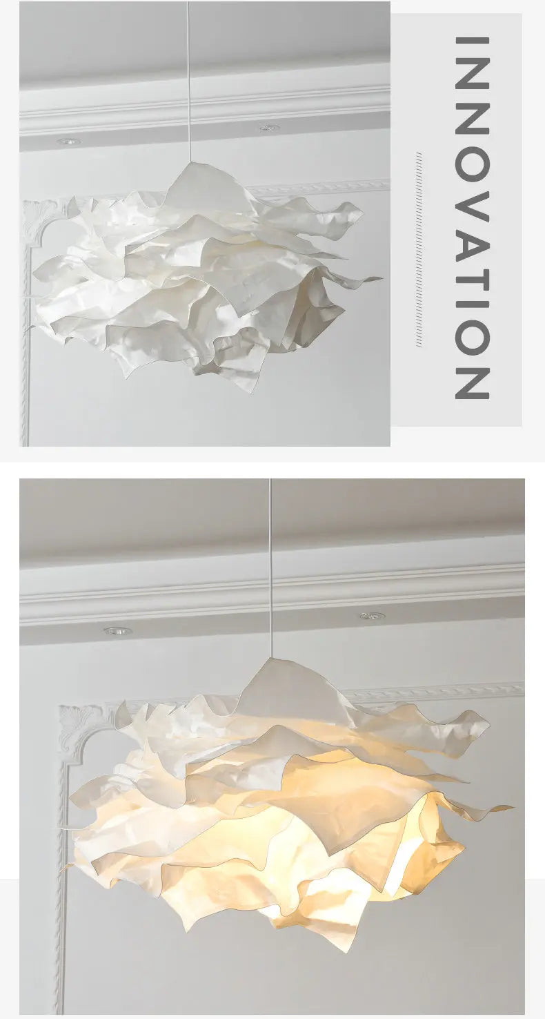 Handmade DIY Pendant Lamps for Restaurant Cloth Shop Lighting White Paper Hanging Light for Ceiling Luminaire E27