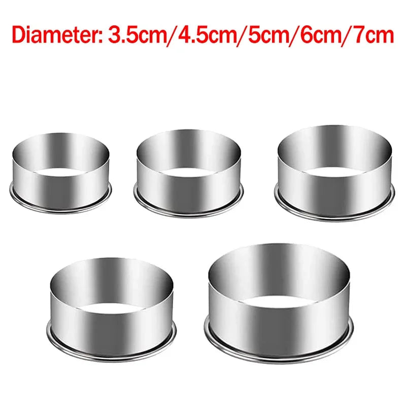 5Pcs Round Biscuit Molds Stainless Steel Dumpling Skin Cutting Mold DIY Cookie Cake Supplis Kitchen Baking Pastry Bakeware Tool