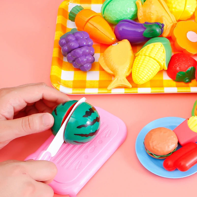 Kitchen Toys Set For Kids Girl Cooking Baby Cutting Fruit Cooking Kitchen Utensils Children's Simulation Education Pretend Play