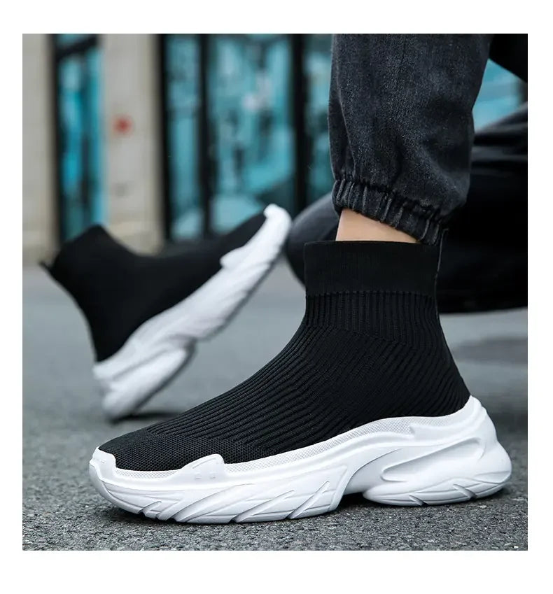 Sneakers for Men Fashion High Top Sock Shoes Autumn New Breathable Casual Shoes Outdoor Platform Anti Slip Walking Shoes 2023