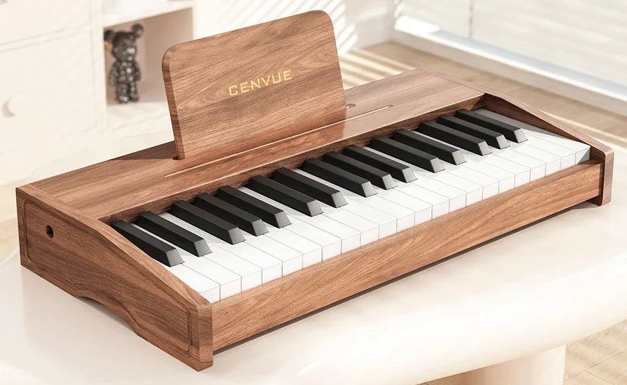 Wooden Children Little Piano Pattern Electronic Keyboard Beginner Baby Infant Boy Girl Baby Toy Gift