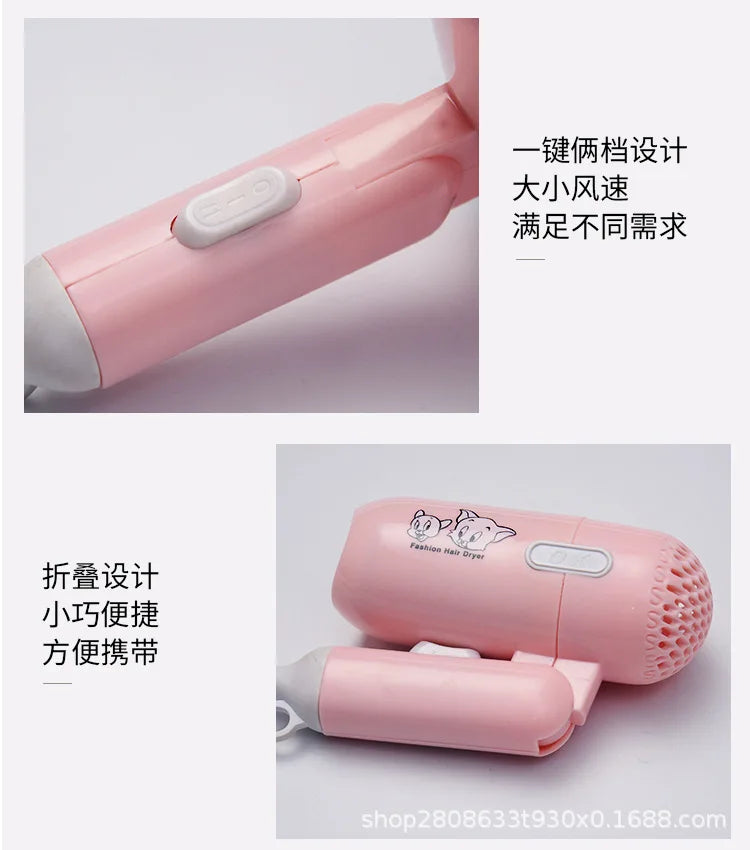 Fashion Mini Folding Hair Dryer 400w Low Power Radiation Proof Household Travel Dormitory Hair Dryer Barber Salon Modeling Tool