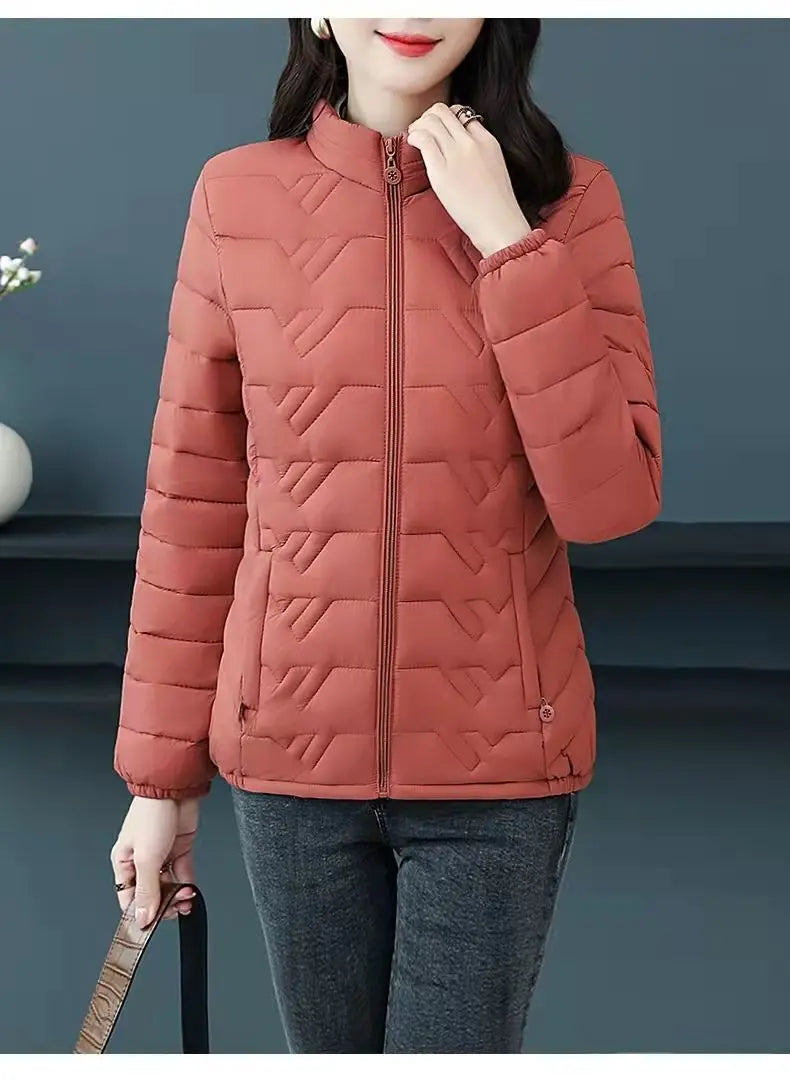 Simple Fashion Women Down Cotton Jacket Autumn Winter Stand Collar Long Sleeve Warm Coat Female Parka New Chaquetas Para Mujeres