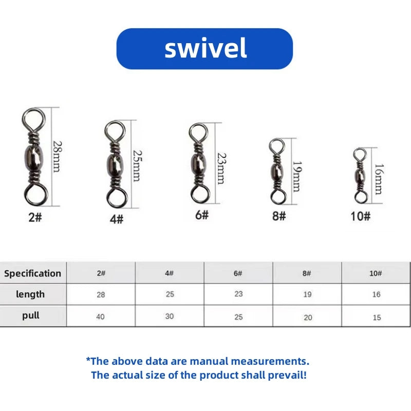 Fishing swivel 100 pieces carbon steel swivel fishing line connector micro swivel solid ring fishing gear