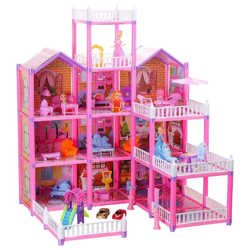 3D Princess Big Villa Handmade Diy Manual Montessori Dollhouses Assembled Children Gifts Puzzle Pretend Doll House Toys New