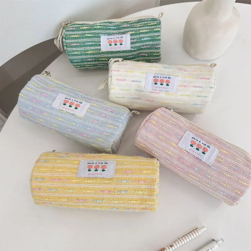 Gift Embroidered Pencil Case Large Capacity Stationary Case Stationary Storage Pouch Cosmetic Bag