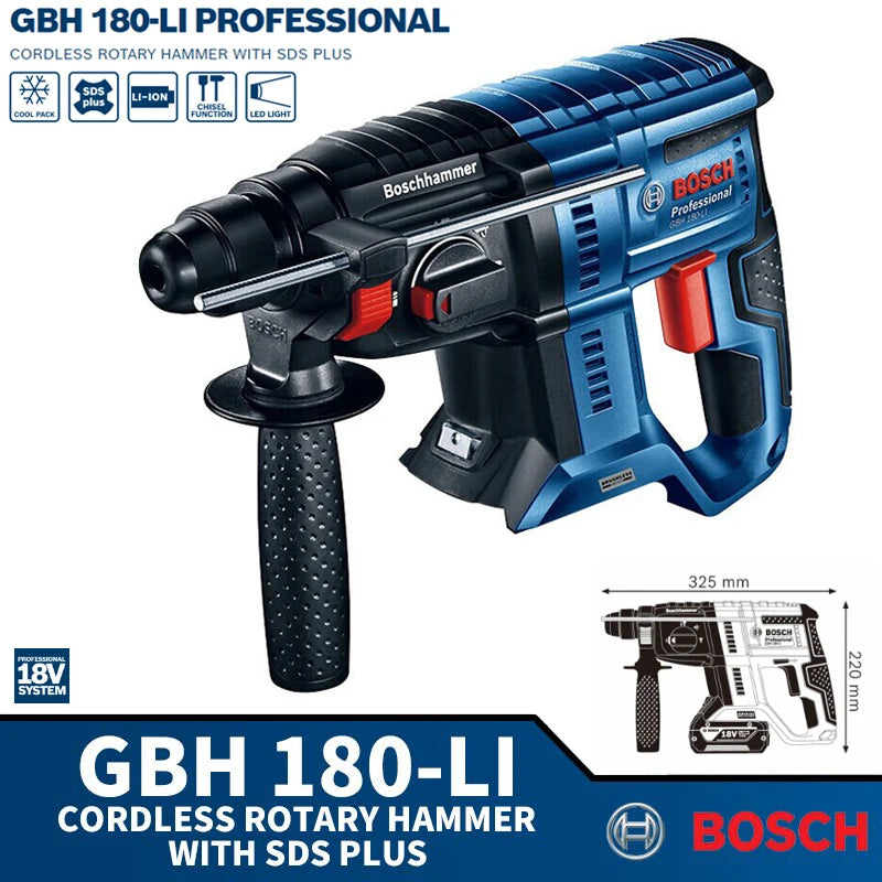 Bosch GBH180-LI Cordless Rotary Hammer SDS Brushless 18V Lithium Charged Four Pit Electric Concrete Power Tool Without Battery