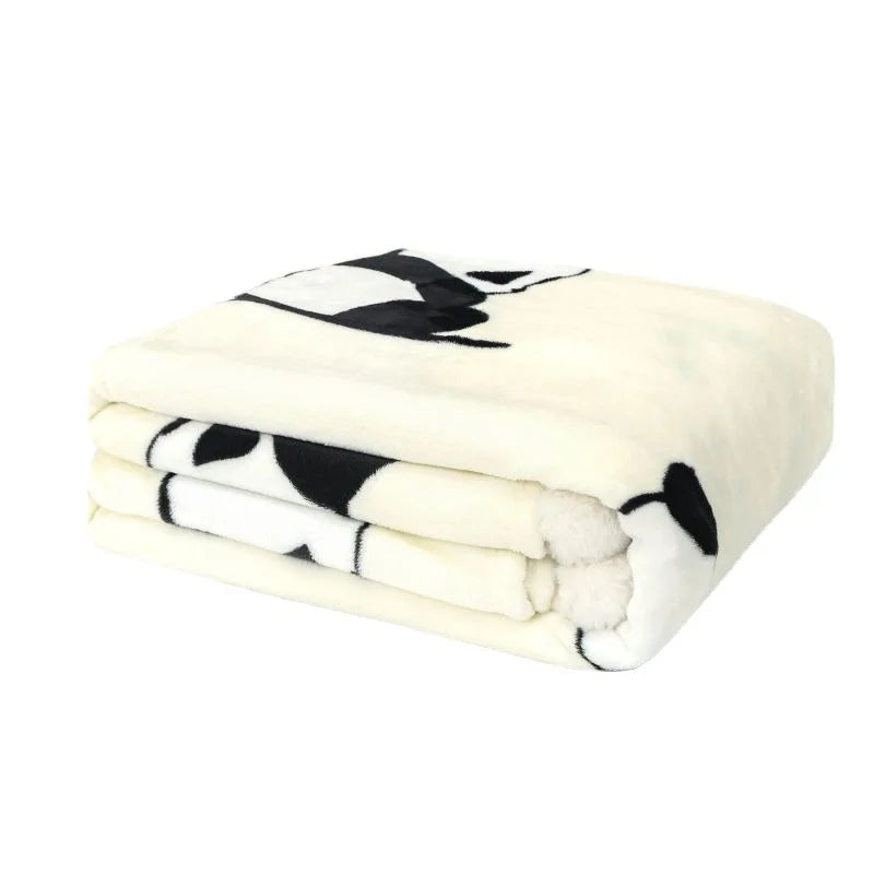 Cartoon Panda Blanket Double-sided Flannel Quilt Thickened Student Dormitory Air Conditioning Woollen Carpet Flannel Polyester