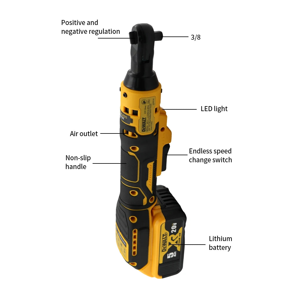 DEWALT DCF512 Brushless Cordless 1/2  3/8  Ratchet Wrench Compact Engineered Variable Speed Control   20V Battery Power Tool