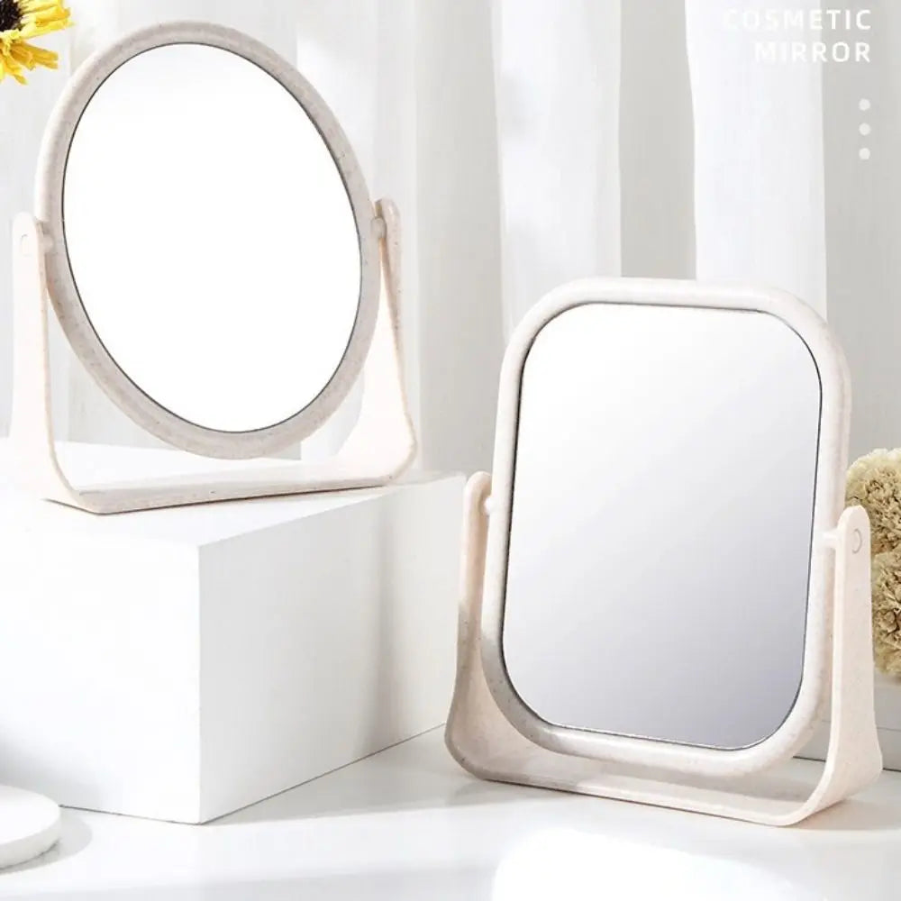 Foldable Desktop Makeup Mirror 360 Degree Rotating Double Sided Princess Mirror Adjustable With Stand Square Round Mirror Home