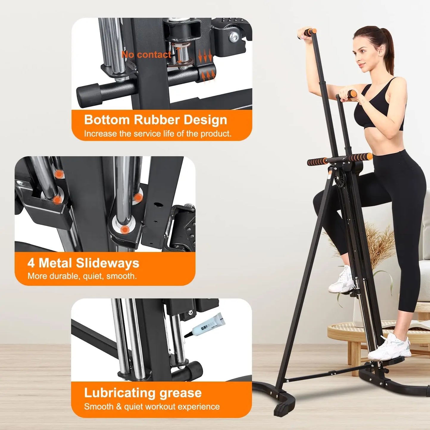 Climber Exercise Machine for Home Gym with 4 Metal Guide Rails Folding Exercise Climber Cardio Workout Machine 5-Level Heights S