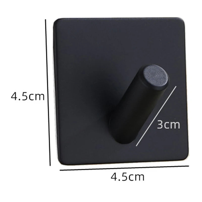 Aluminum Alloy Black Robe Hook Wall Hook Towel Hook For Bathroom Coat Self Adhesive Rustproof Hook Hanger For Kitchen Hardware