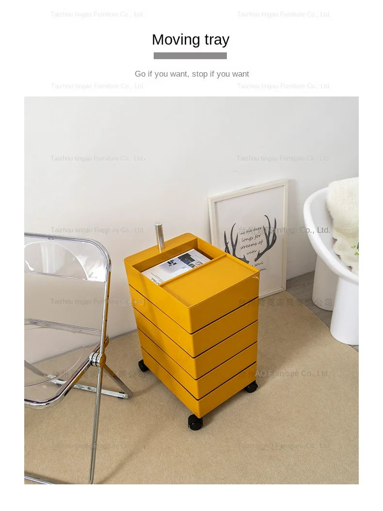 Wuli House Ins Rotating Storage Cabinet Movable Magazine Cabinet 360 Bedside Table Bedroom Roller Cart Cosmetics Multi-layer New