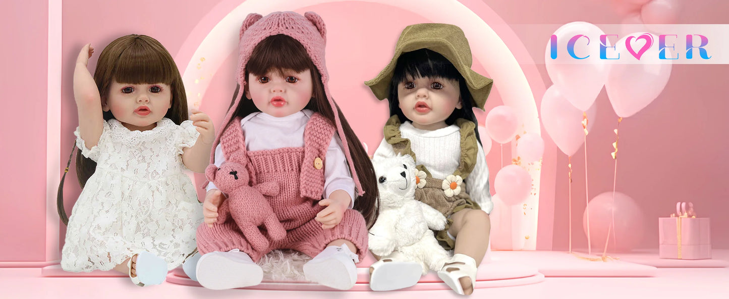 2024 New Doll 55 CM 22 Inch Pink Girl Princess Baby Doll The latest design Birthday Christmas Gift Realistic dolls High quality