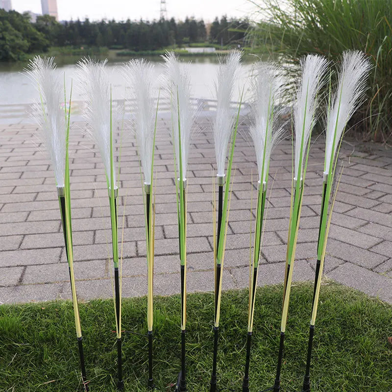 Solar Bulrush Optical Fiber Light Outdoor Waterproof Solar Powered Garden Lawn Lamp Ground Pathway Flower Landscape Lights