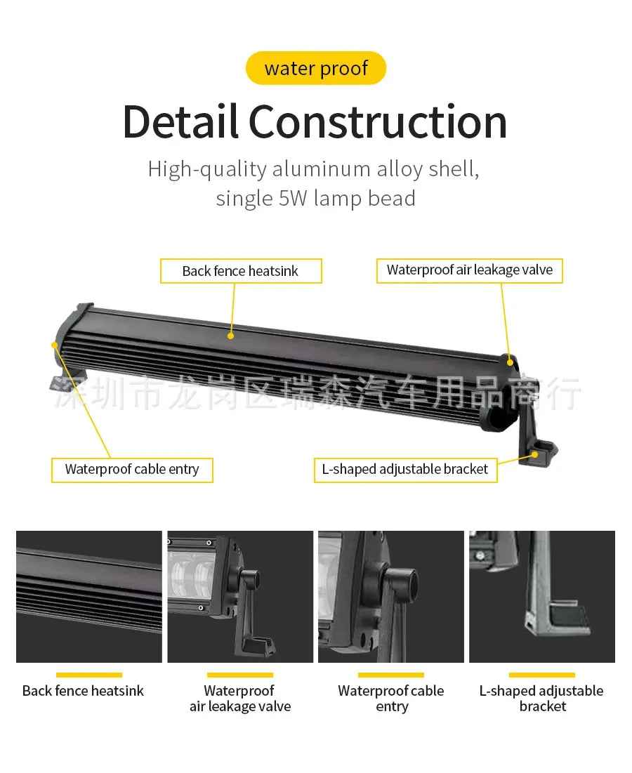 Automotive LED Strip Light Double Row High and Low Beam Spotlights Off-road Vehicle Modified LED Work Lights