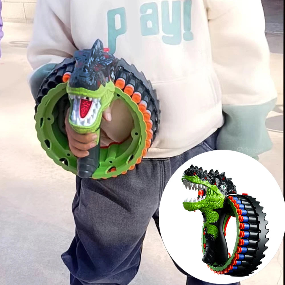 Soft Bullet Gun Toy Kids Spinning Dinosaur Wrist Gun Boys Toys Electric Burst Pistol Parent-child Blaster Shooting Game