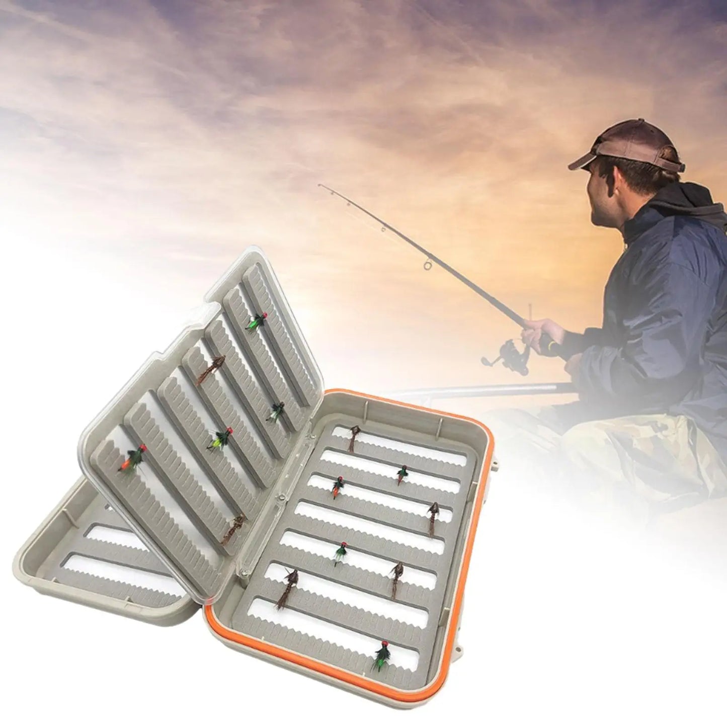 Waterproof Fly Box Fly Holder Container Jig Organization 4 Sided Case Fishing Storage for Dry Fly Bass Trout Gear