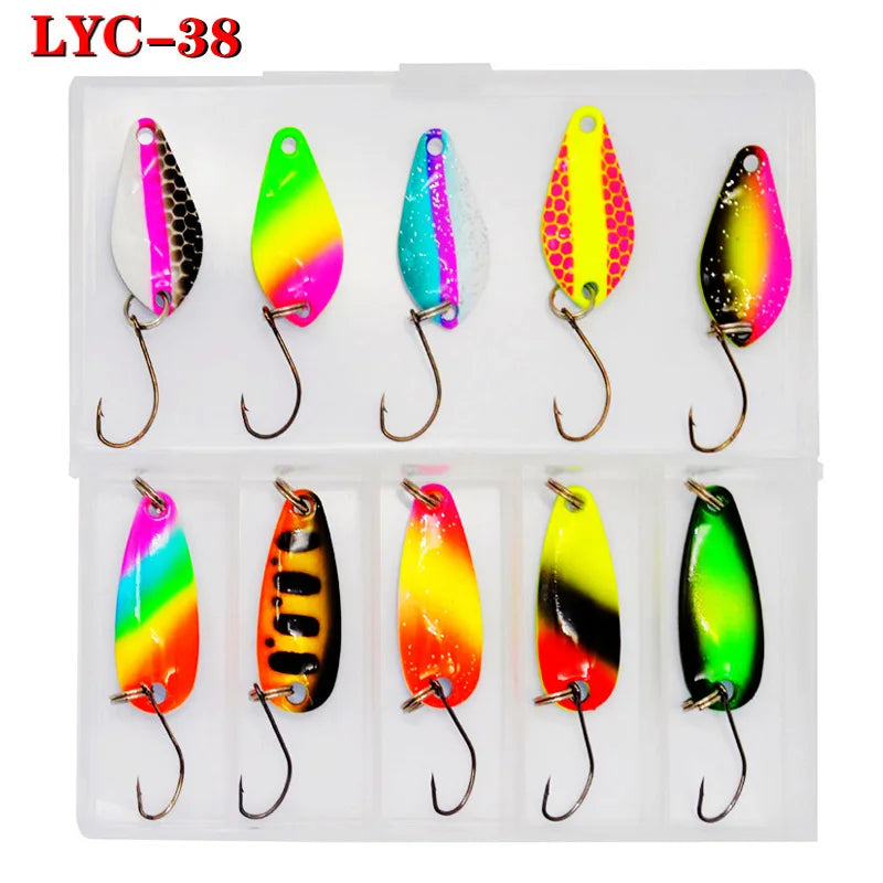 JYJ 2g 3g fishing kit jig spoon lure bait,hard metal spinner wobbler spoon trout bass area fishing gear lure spoon bait