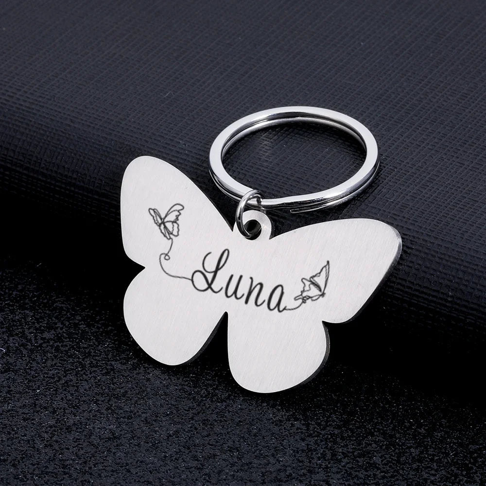 Customizable Butterfly Dog ID Tags Pet Dog Cat Name Medal Collar Engraving Name Personalized Number Kitten Puppy Tag Pendant