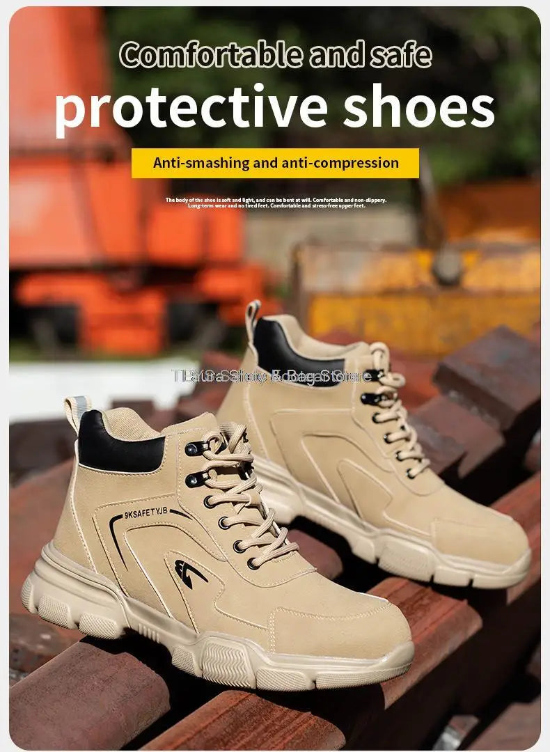 2023 New Men's Safety Shoes Winter Safety Boots Man Anti Smash Puncture Proof Safety Work Shoes Men Waterproof Warm Shoes Men