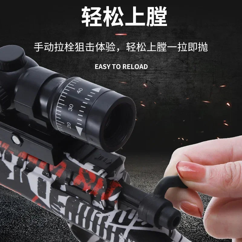 New 98k Sniper Toy Simulation Gun AWM Sniper Gun Model Large Children's Toy Gun Boy Manual Fires Soft Bullets Outdoor Gift